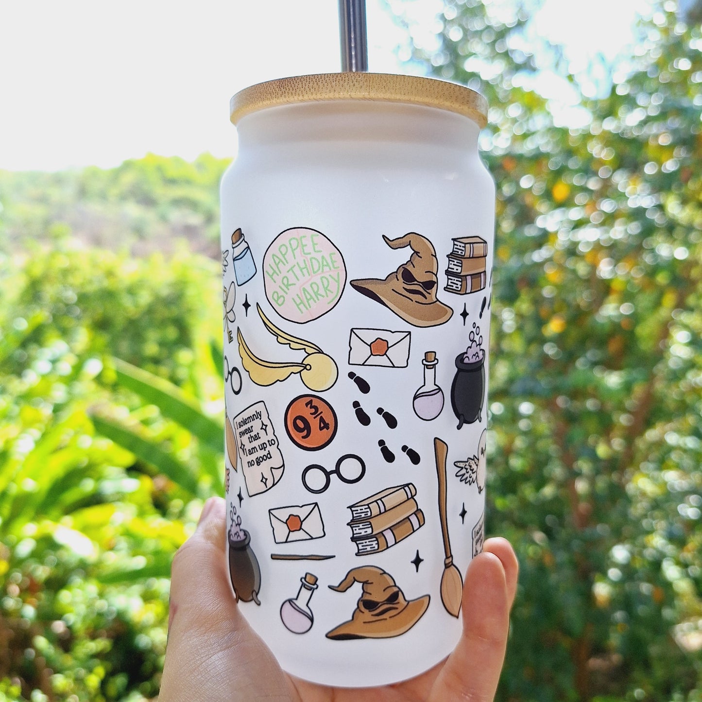 Harry Potter Frosted Can Glass