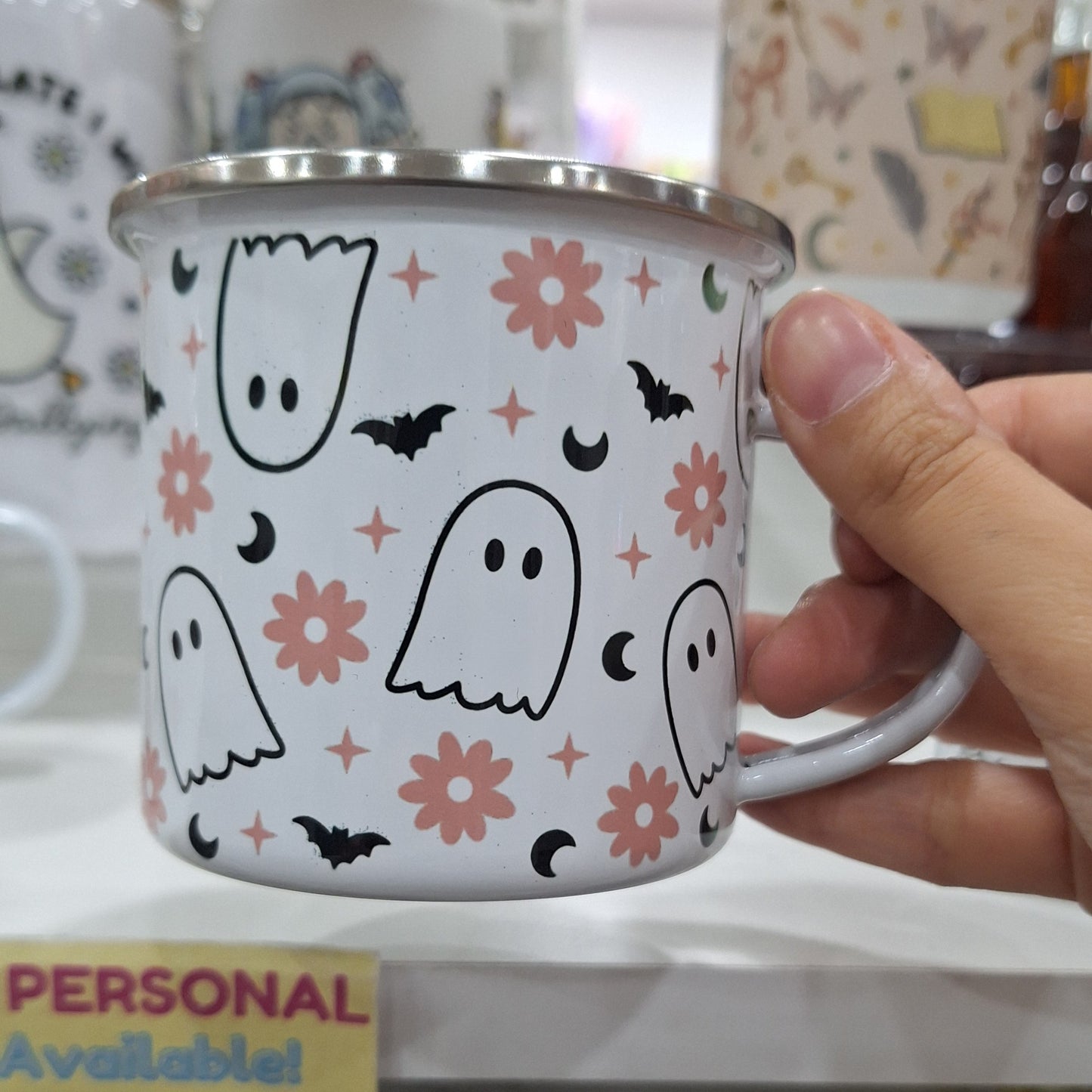 Pink Ghost Enamel Mug