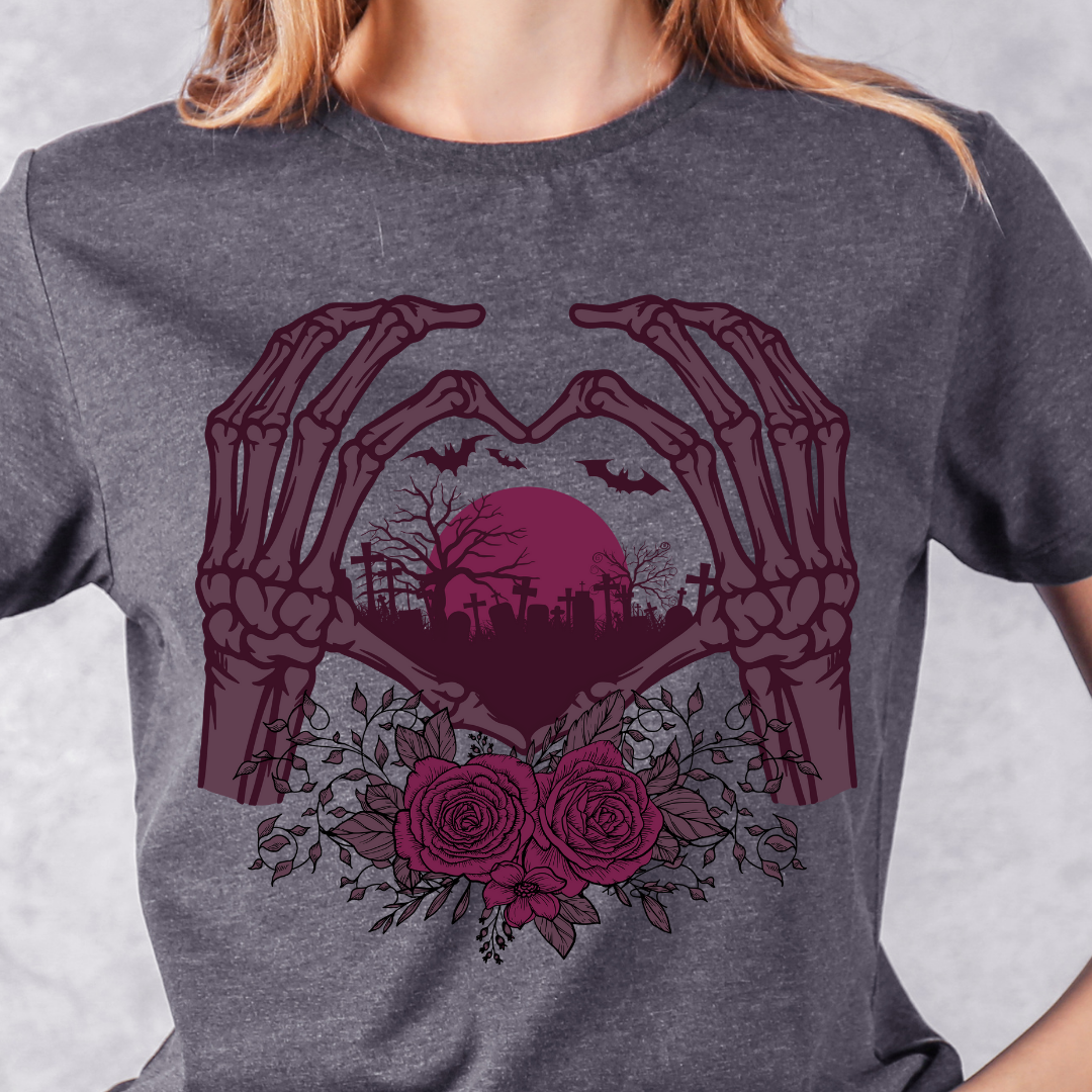 Skeleton Heart Hand T-shirt