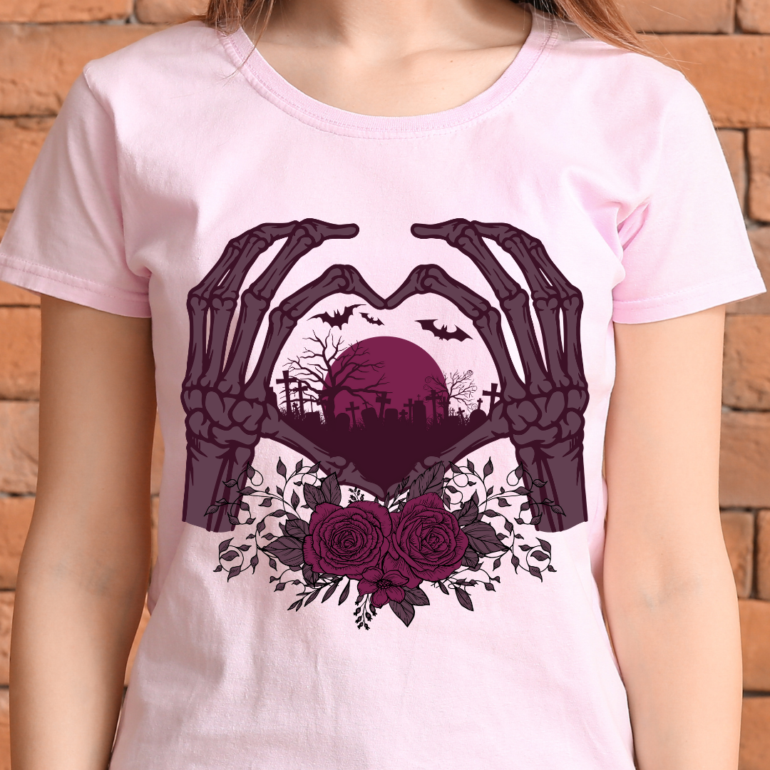 Skeleton Heart Hand T-shirt