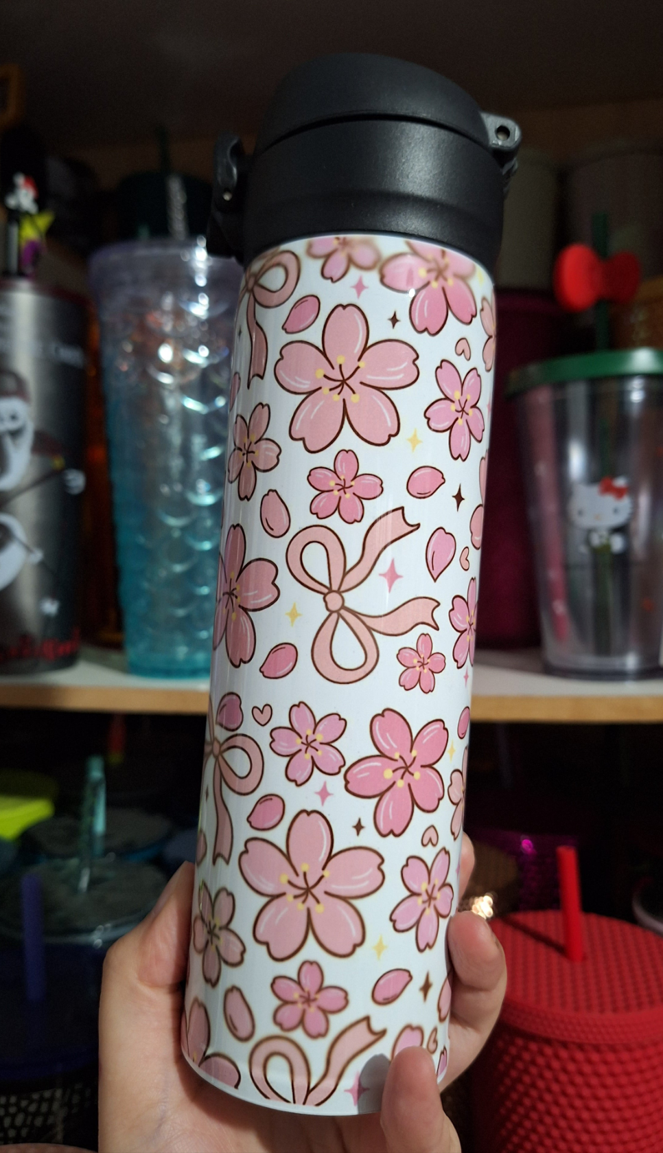 Cherry Blossom and Bow Bottle