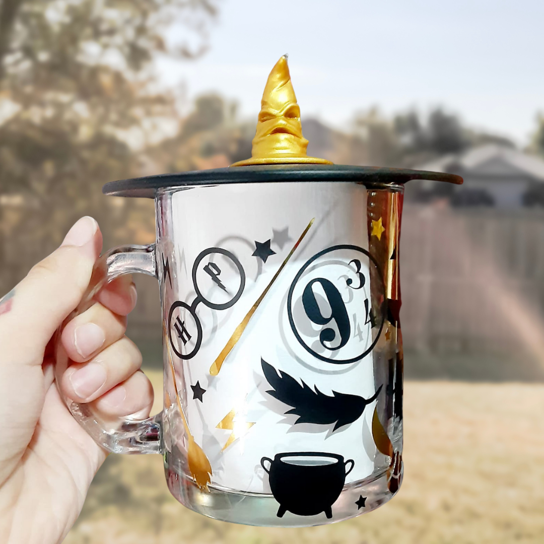 Harry Potter Glass Mug with Silicon HP Mug Cover
