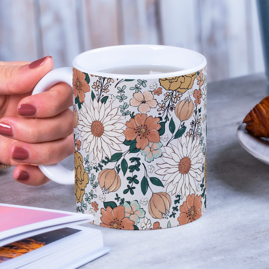 Lily and Carnation Floral  Mug