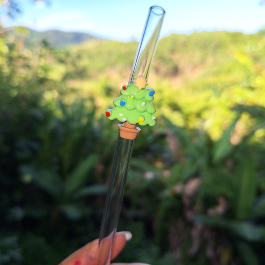 Christmas Tree Glass Straw