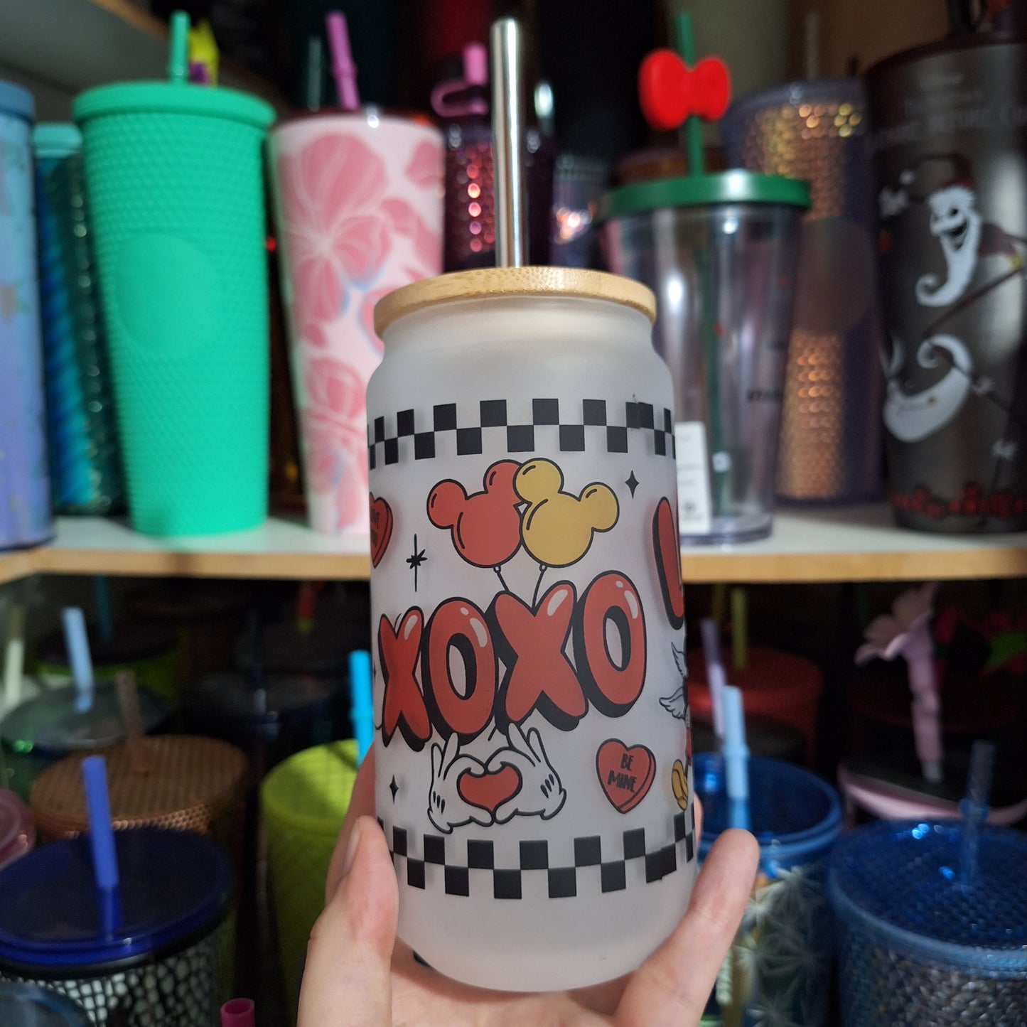 Mickey and Minnie  Can Glass