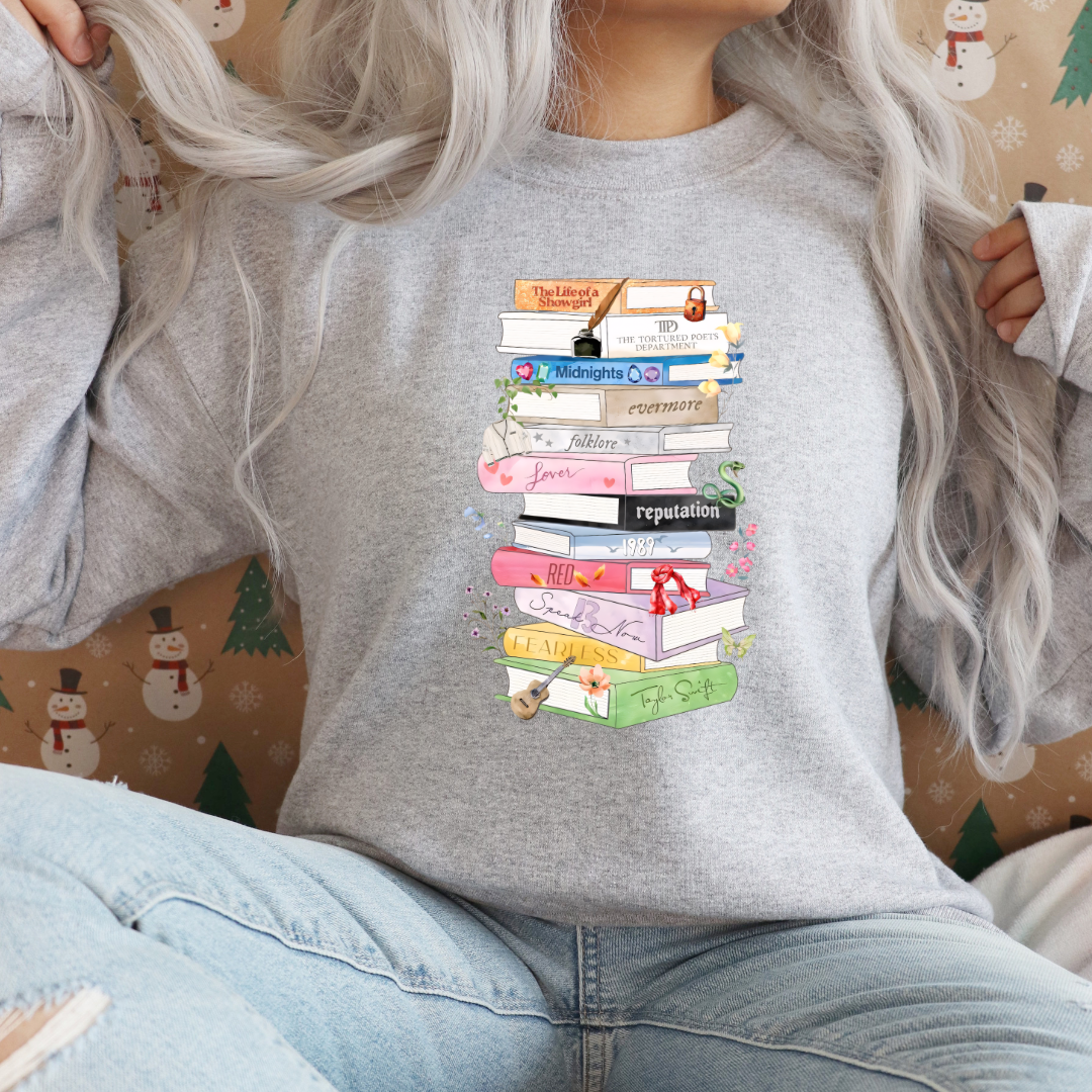 Taylor Albums Books Sweatshirt UPDATED WITH LIFE OF A SHOWGIRL