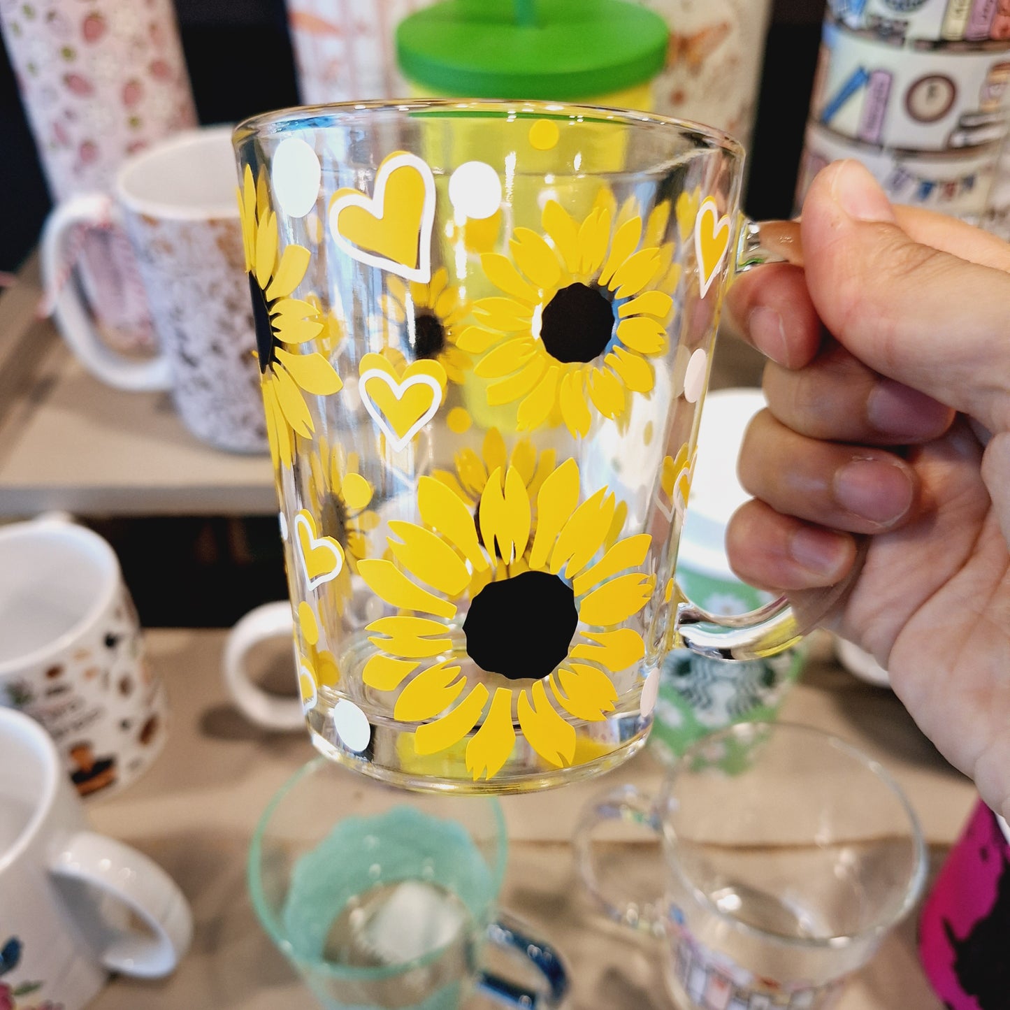 Yellow Sunflower Glass Mug