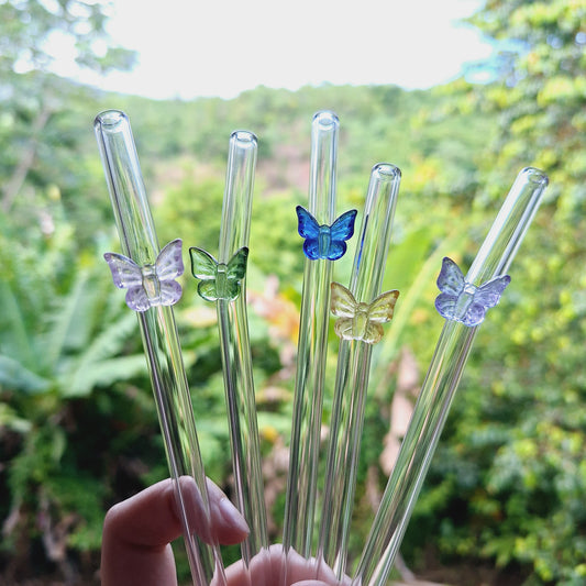 Butterfly Glass Straw