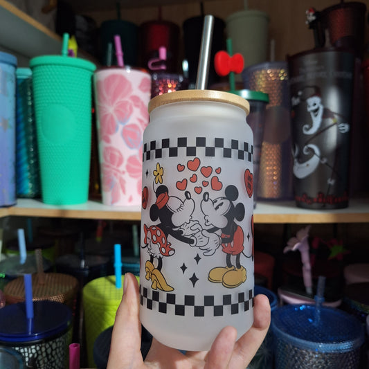 Mickey and Minnie  Can Glass