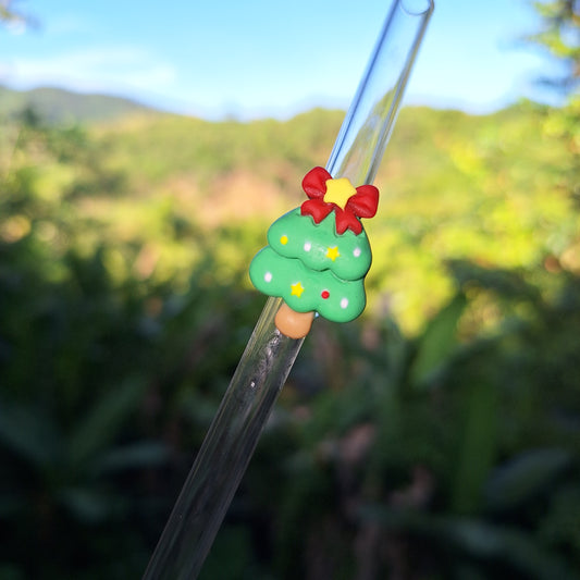 Christmas Tree Glass Straw