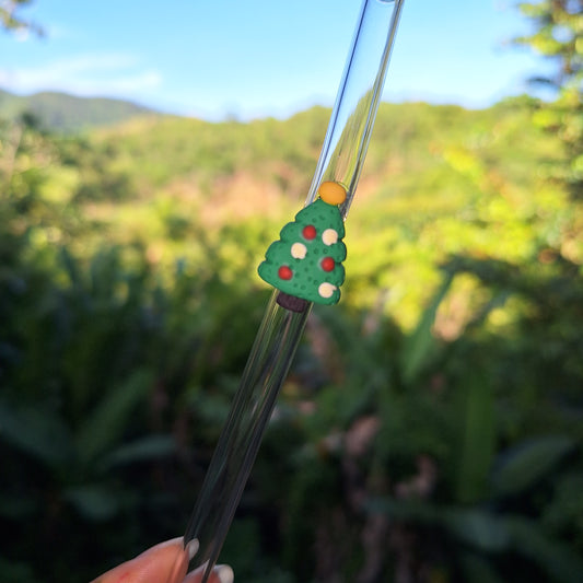 Christmas Tree Glass Straw