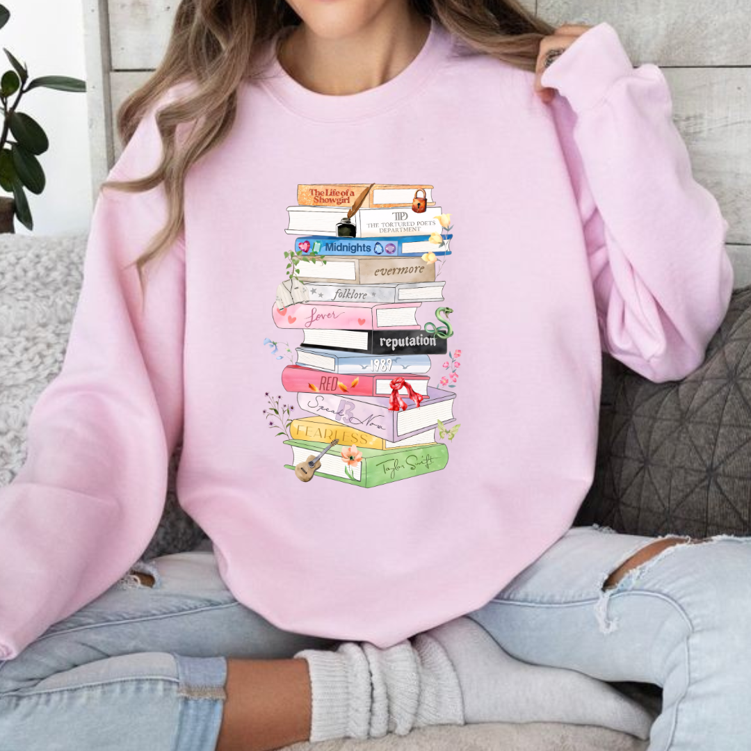 Taylor Albums Books Sweatshirt UPDATED WITH LIFE OF A SHOWGIRL