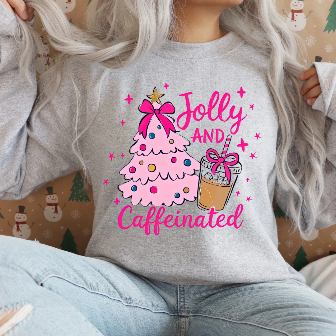 Jolly and Caffeinated Sweatshirt (Pink)