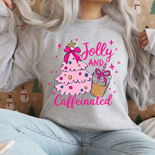 Jolly and Caffeinated Sweatshirt (Pink)