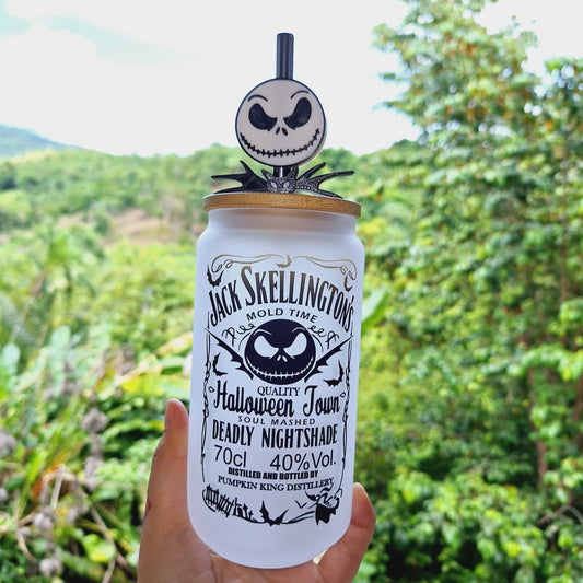 Jack Skellington Beer Can Glass and Topper Set