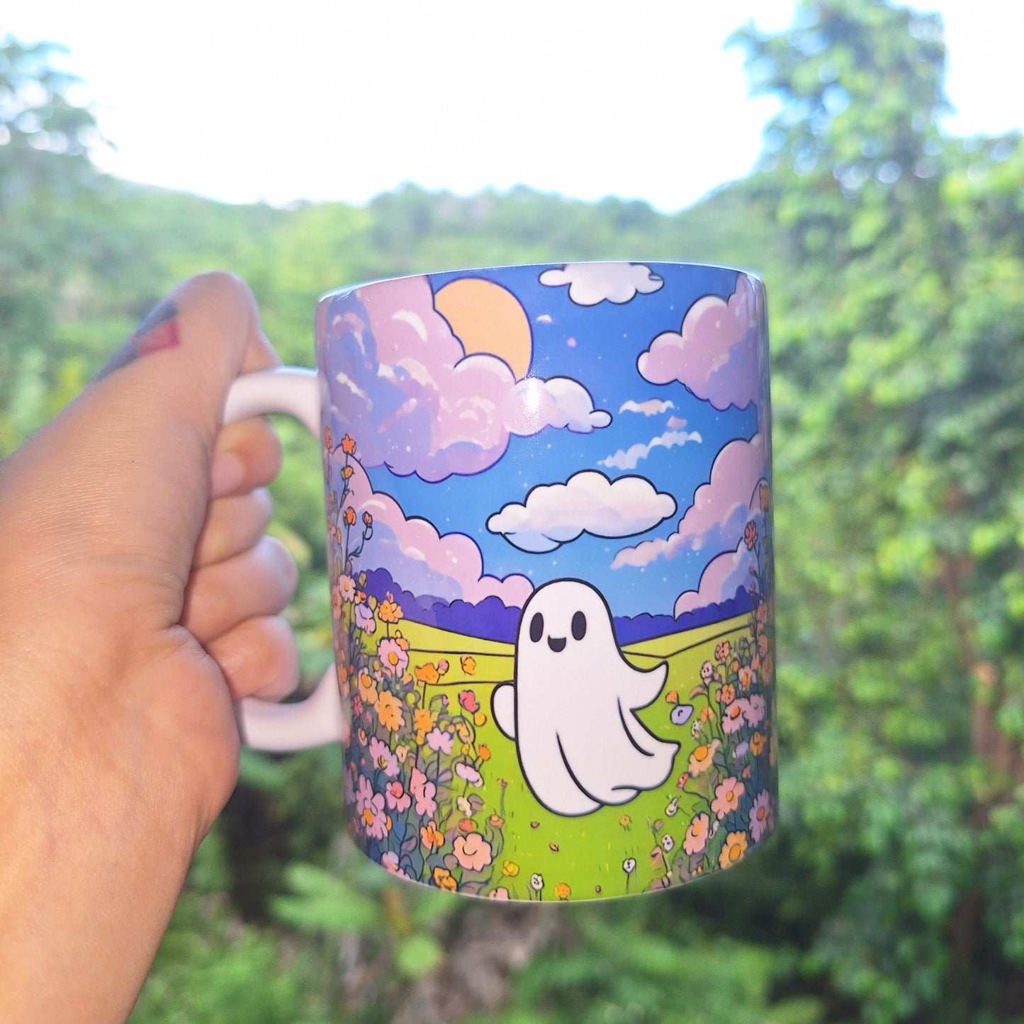 Cute ghost in field 11oz Mug