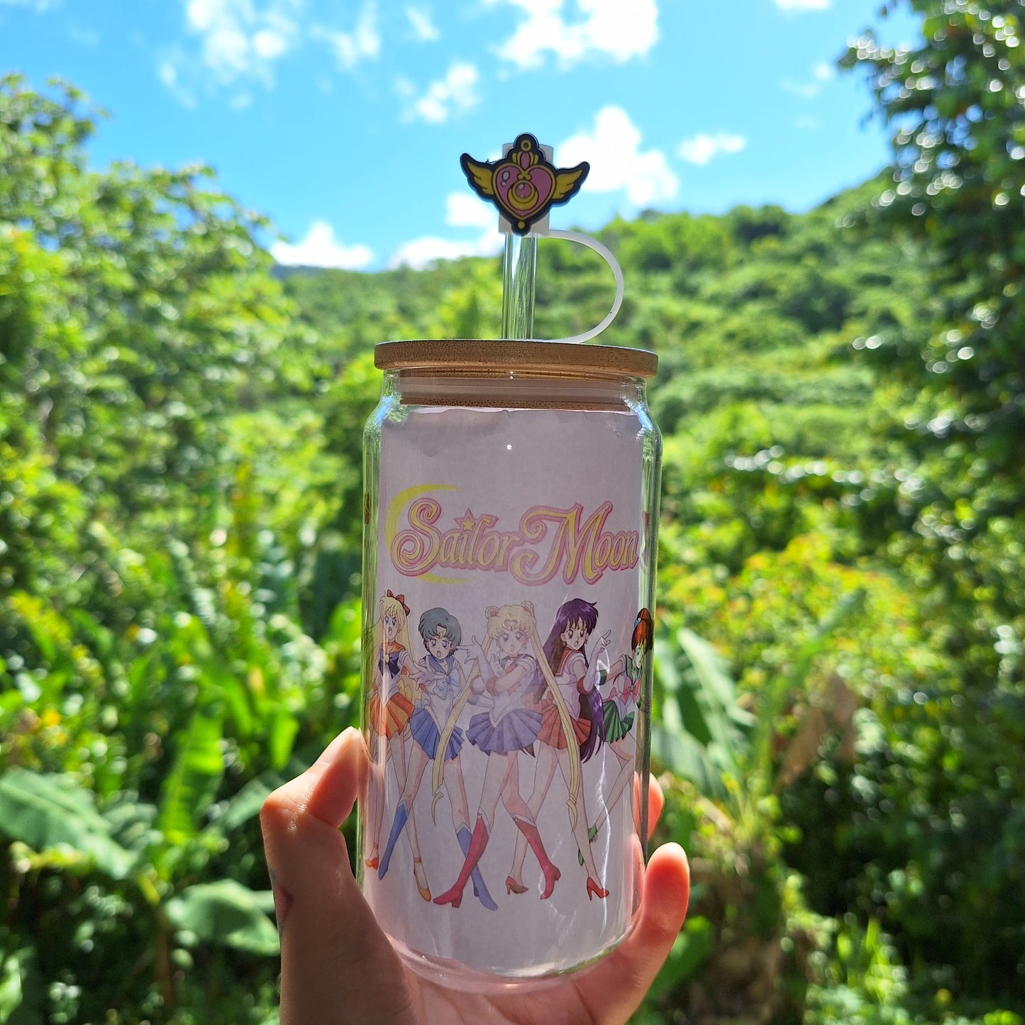 Sailor moon can glass and topper