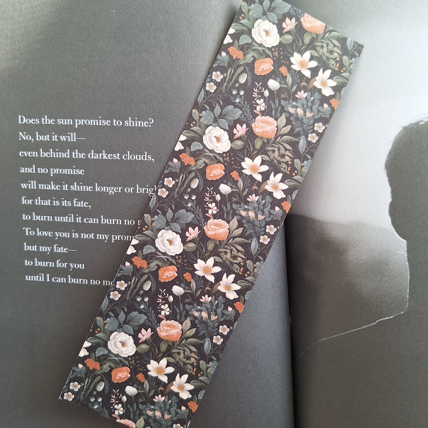 Dark Floral Bookmark