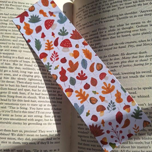 Fall Leaves and Mushrooms Bookmark