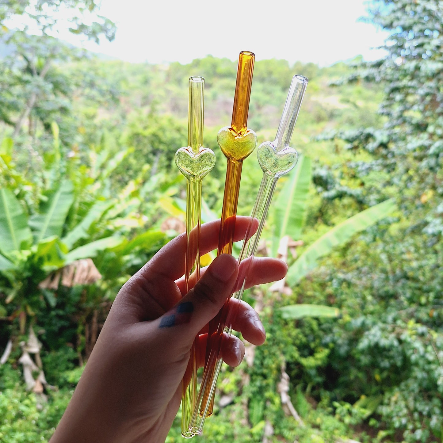 Heart Glass Straw