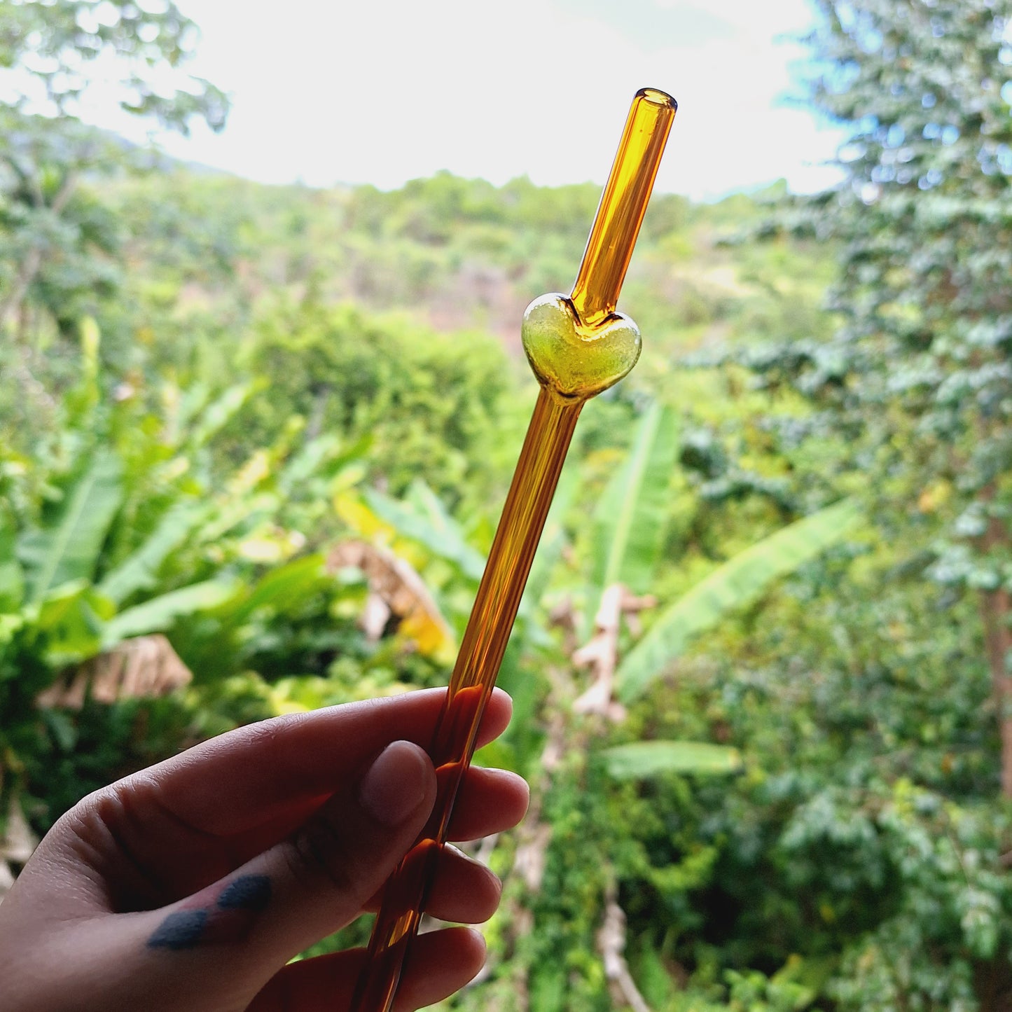 Heart Glass Straw