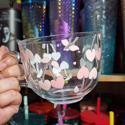Cherry Heart Glass Mug