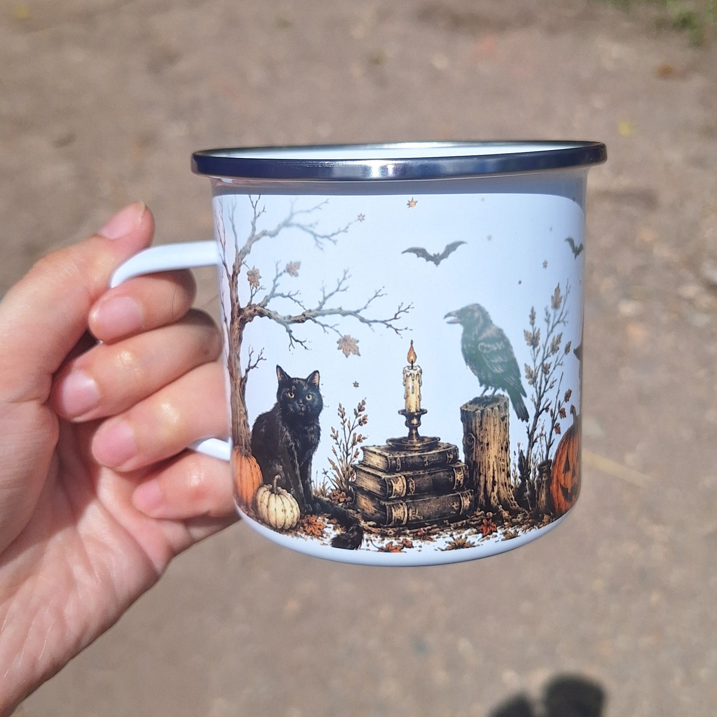 Halloween Witch Ghost Pumpkin Enamel Mug