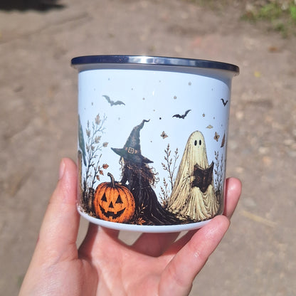 Halloween Witch Ghost Pumpkin Enamel Mug
