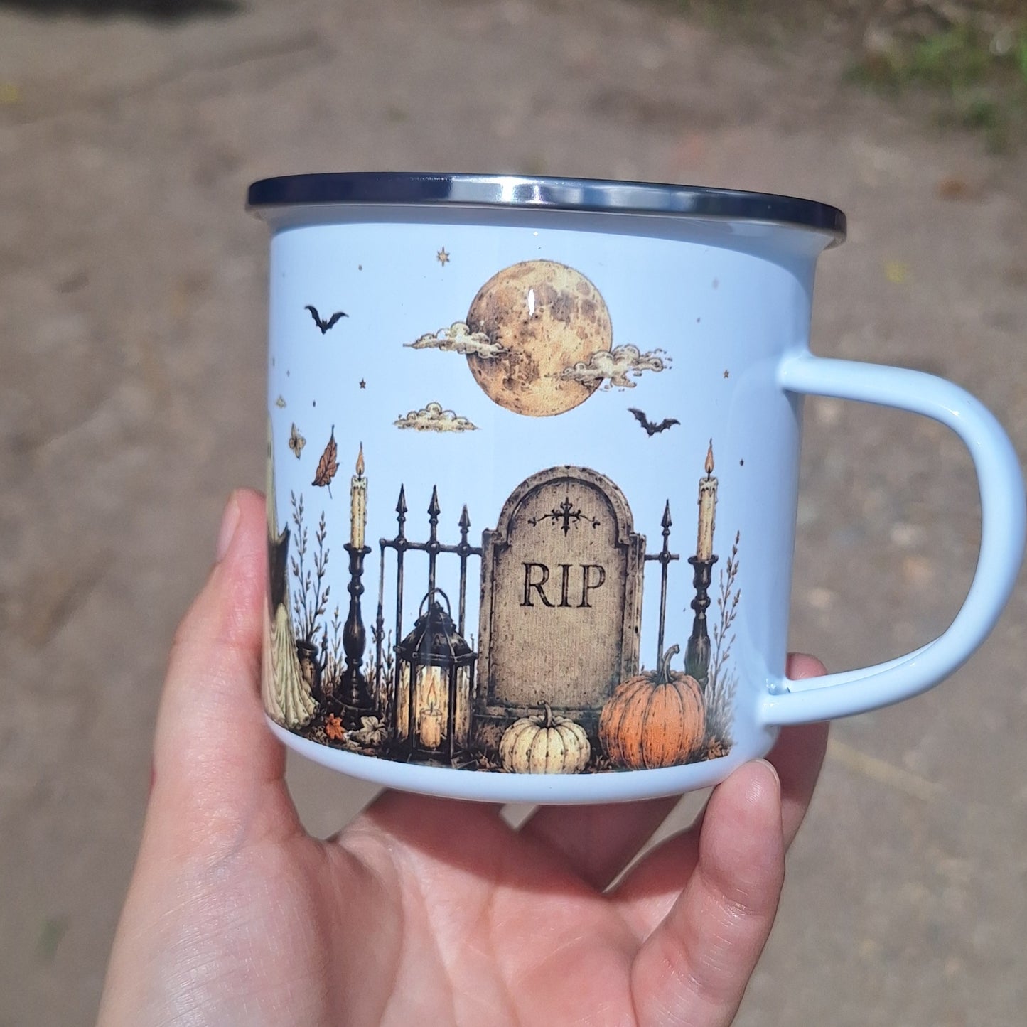 Halloween Witch Ghost Pumpkin Enamel Mug