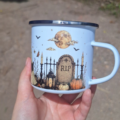 Halloween Witch Ghost Pumpkin Enamel Mug