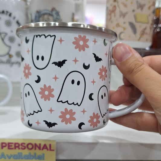Pink Ghost Enamel Mug