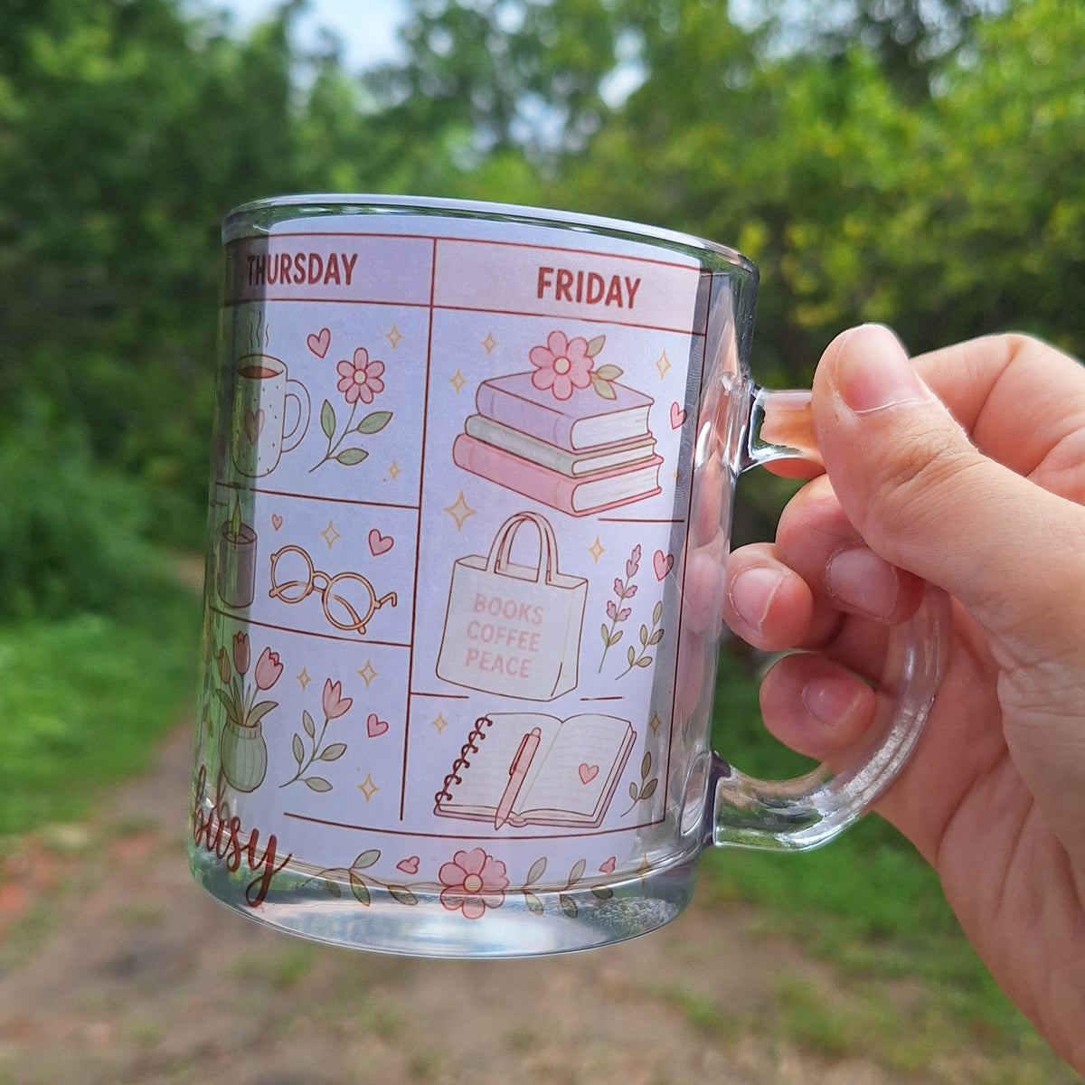 Booked and Busy Glass Mug