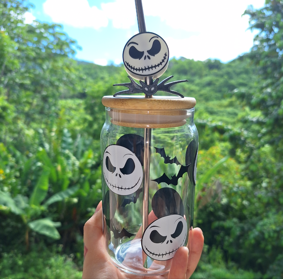 Jack Skellington Can Glass and Topper Set