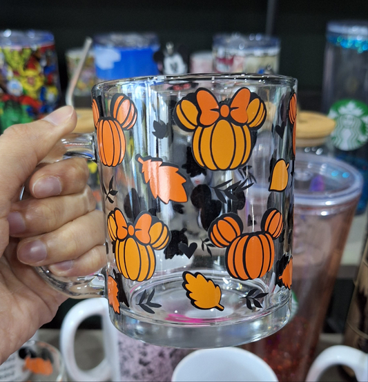 Fall Minnie Pumpkins Glass Mug