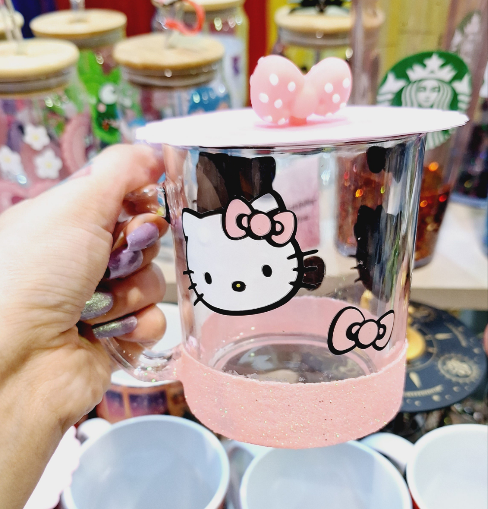 Hello kitty glitter mug and cover