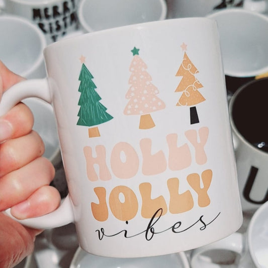 Holly Jolly Vibes Sublimation Mug