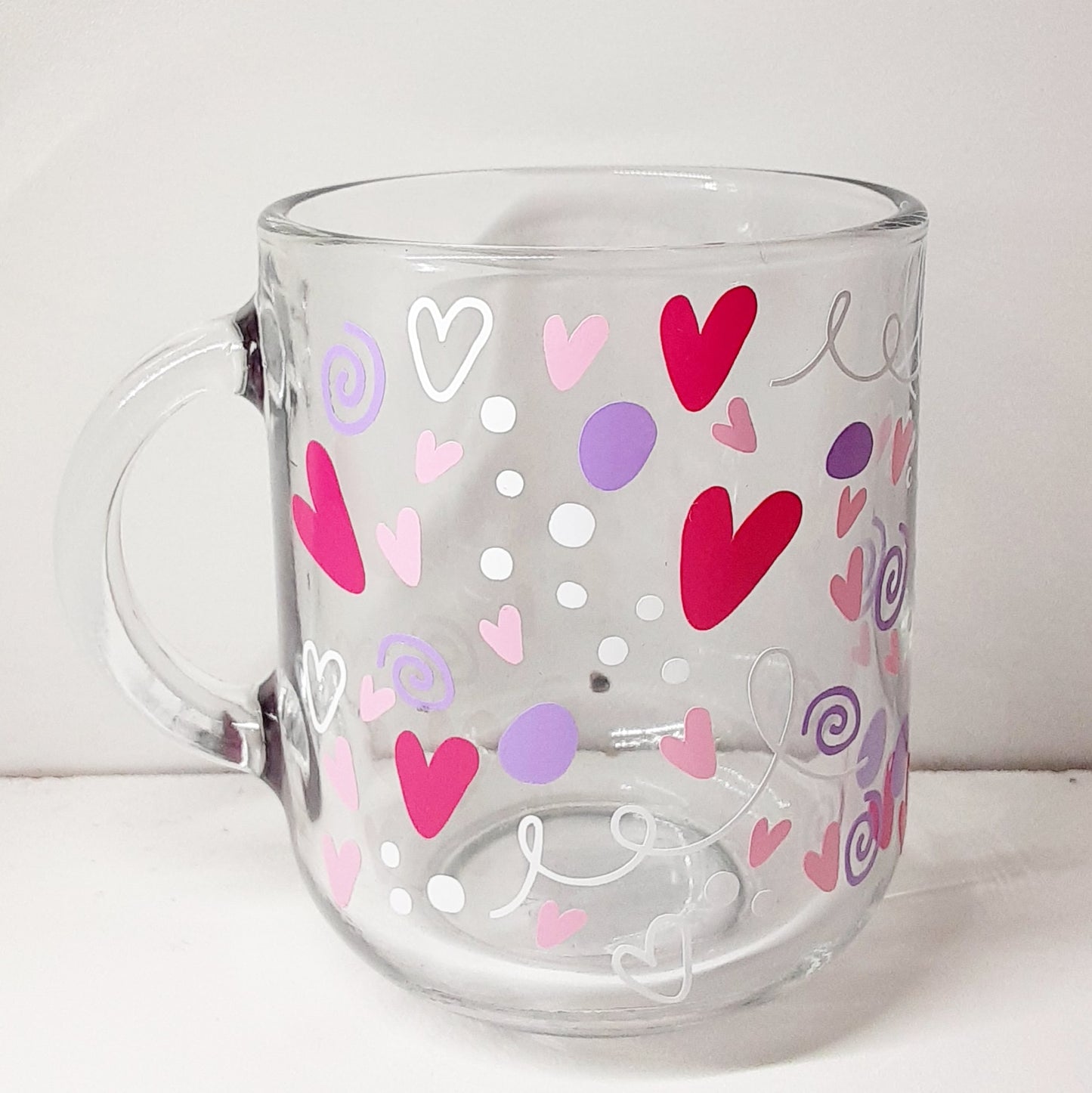 Doodle Heart Glass Mug