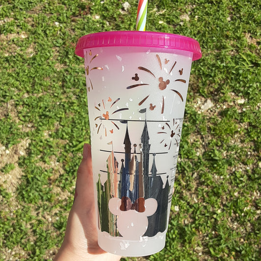Starbucks Color Changing Confetti Cup with Disney Castle Design