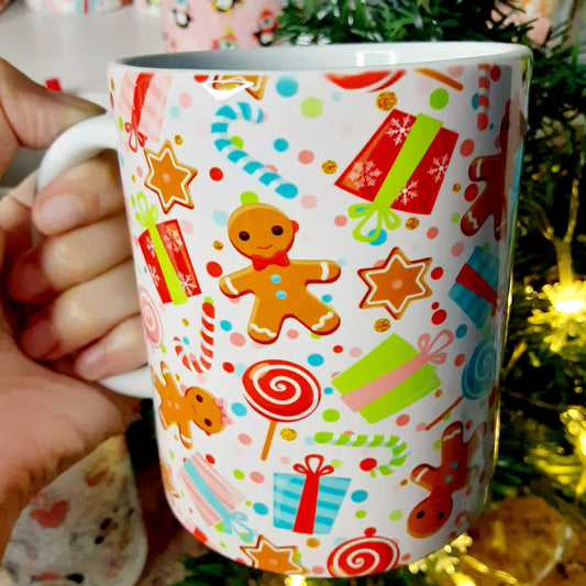 Pink Gingerbread Christmas Mug