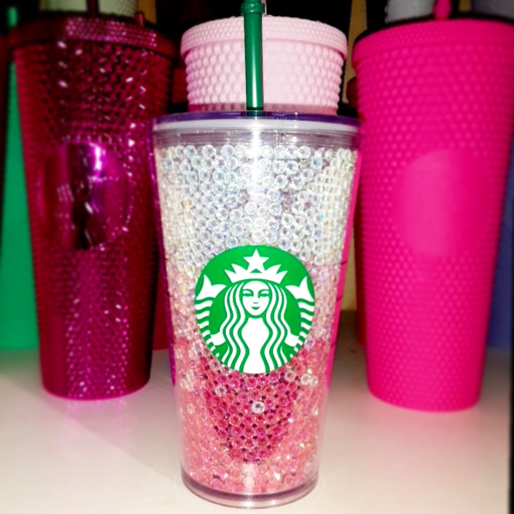 Pink Ombre Rhinestone Tumbler