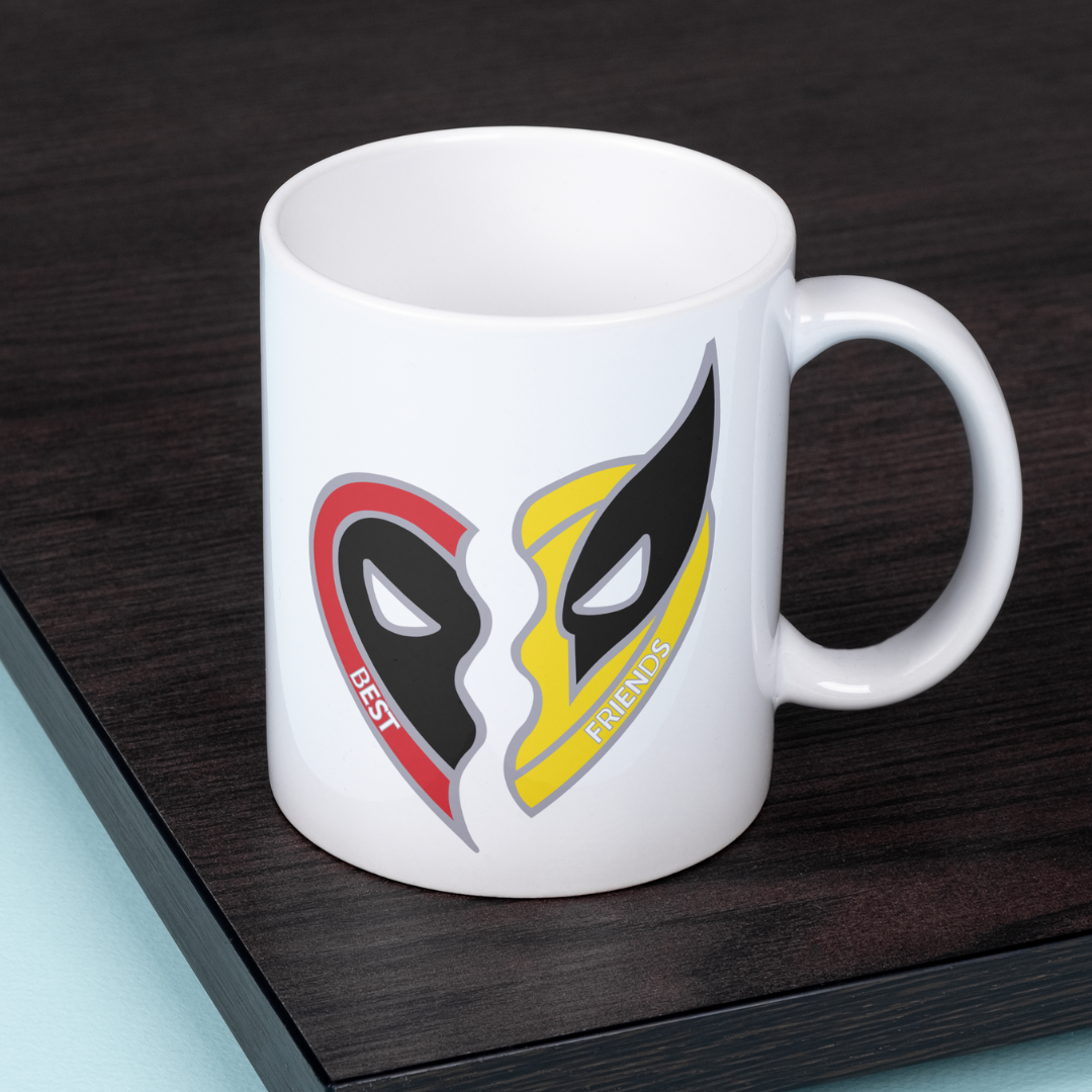 Deadpool and Wolverine Best Friends Broken Heart 11oz Mug