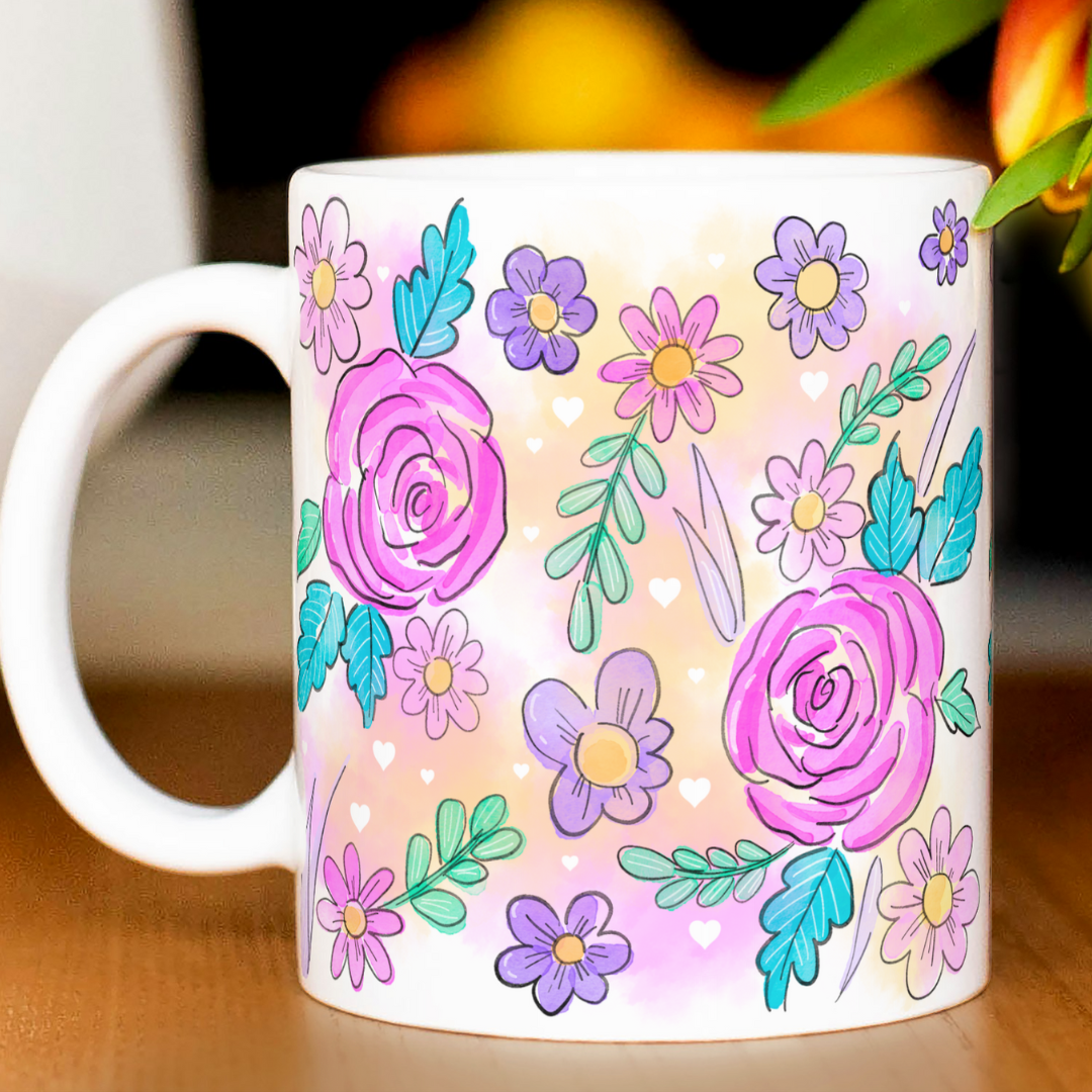 Floral Sublimation Mug 11oz