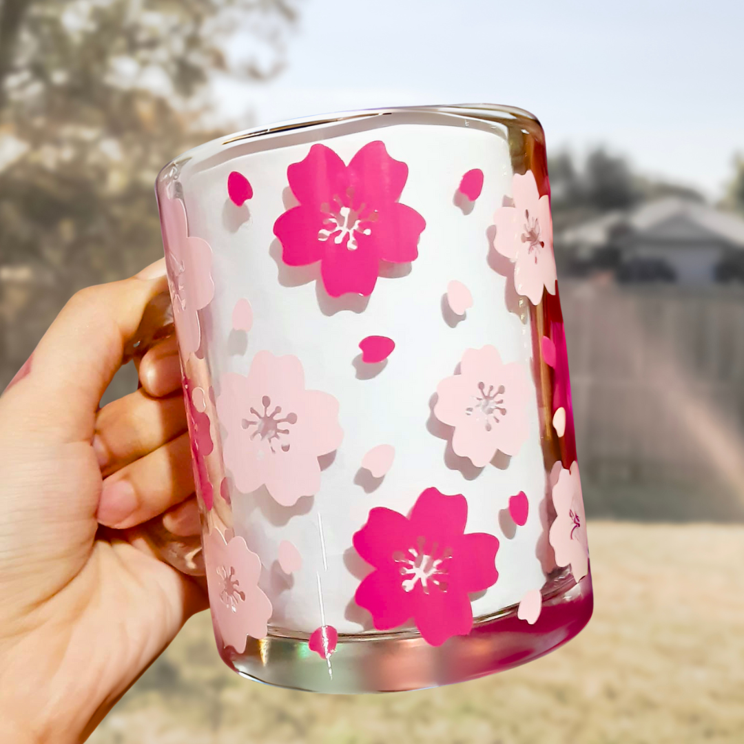 Cherry Blossom Glass Mug