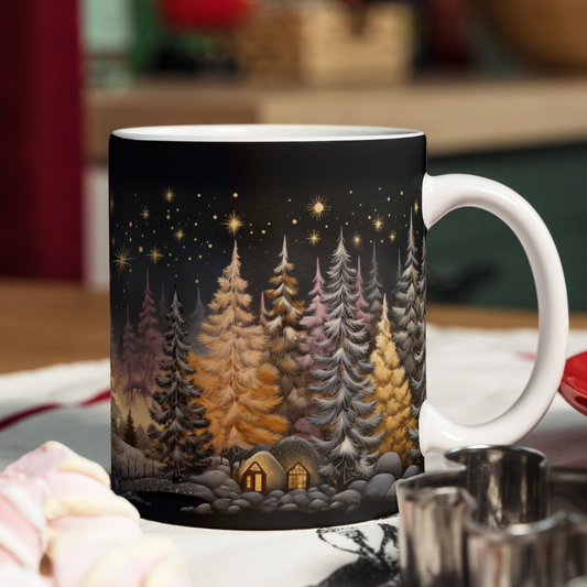 Black and Gold Christmas Trees Mug