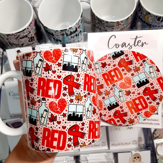 Red Mug and Coaster Set