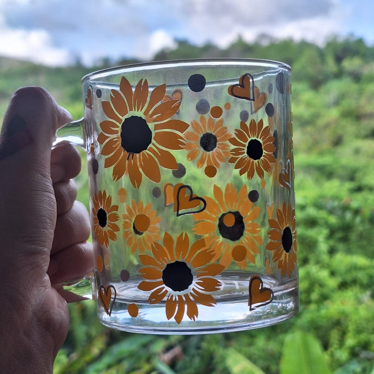 Yellow Sunflower Glass Mug