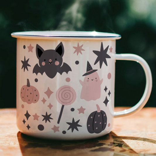 Pink Halloween Enamel Mug