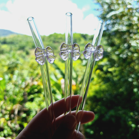 Pink Bow Glass Straw