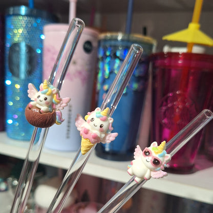 Angel Unicorn Glass Straw