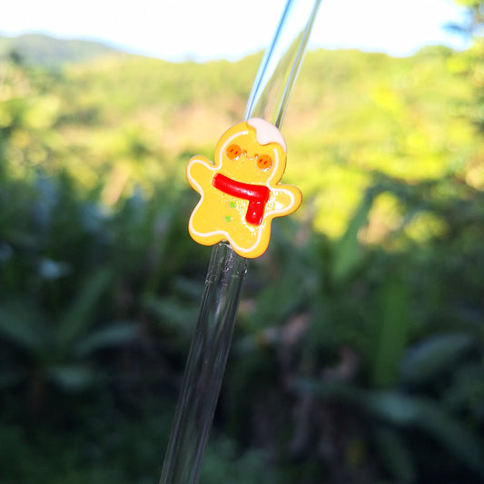 Gingerbread Man Glass Straw